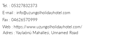 Uzungol Holiday Hotel telefon numaralar, faks, e-mail, posta adresi ve iletiim bilgileri